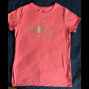 Size XL (14/16) Cat & Jack Tshirt. Coral/pink.Share kindness. It starts with us